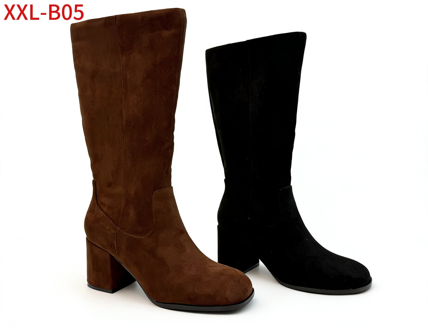 Chunky Mid-Heel High Boots（XXL-B05）
