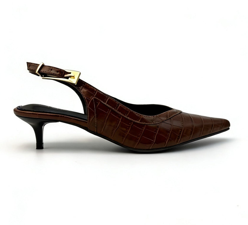 Kidden heel slingback pumps（QX-S2513）