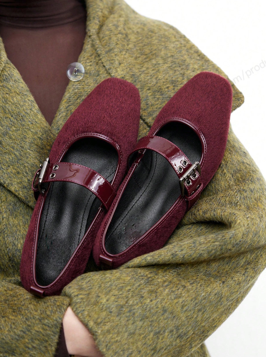 Faux Fur Ballet Flats（250904-1）