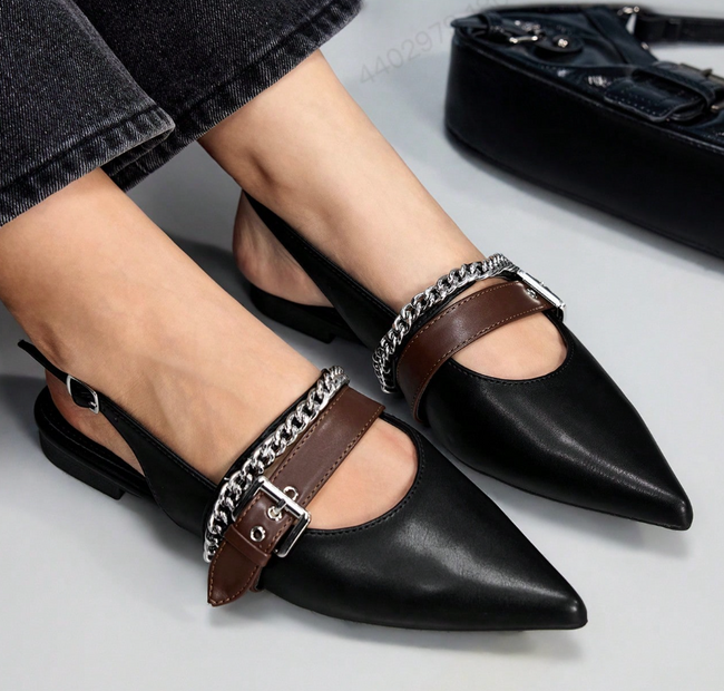 Pointed-toe slingback flat shoes （C0016）