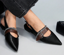 Pointed-toe slingback flat shoes （C0016）