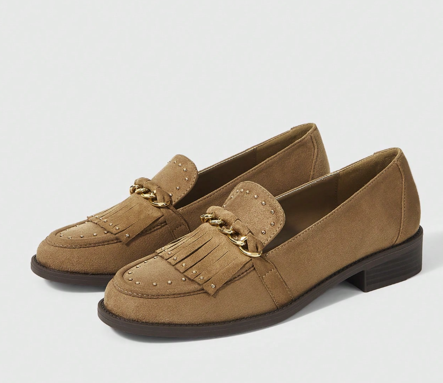 Faux Suede Round-Toe low heels Loafers(0901-2)