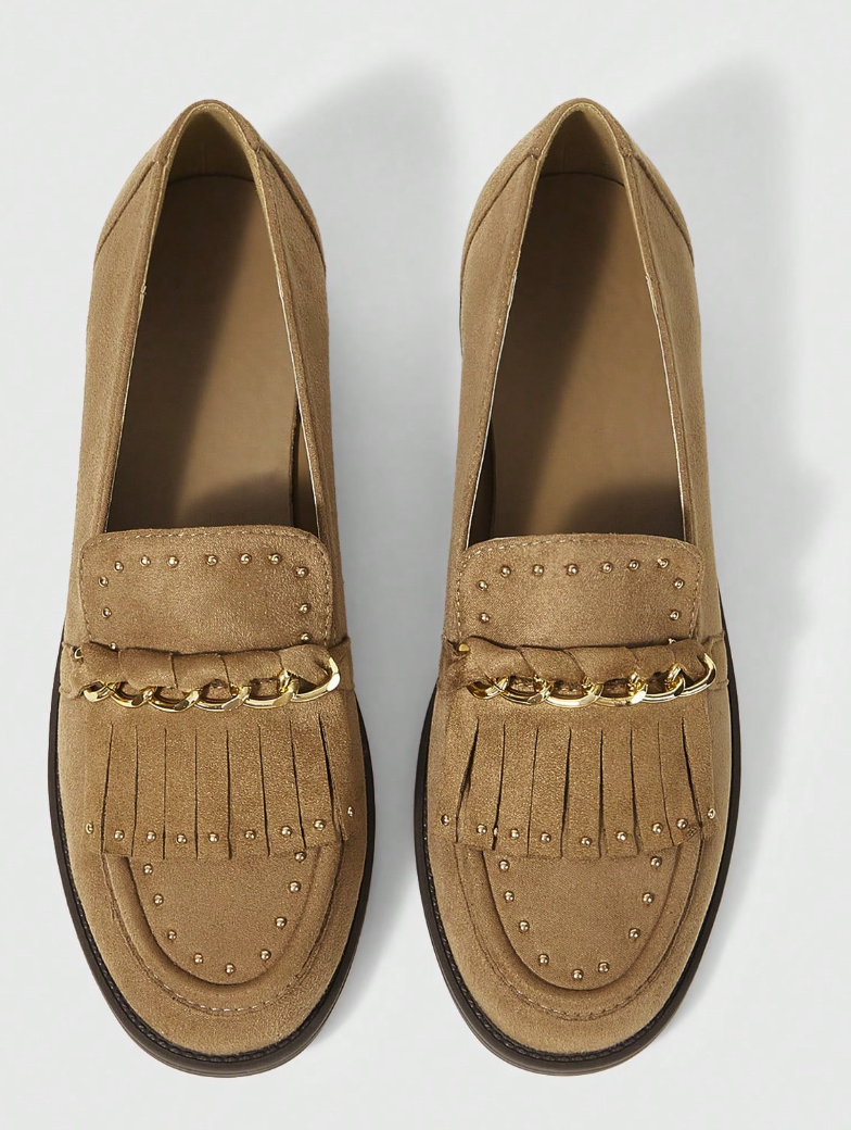 Faux Suede Round-Toe low heels Loafers(0901-2)