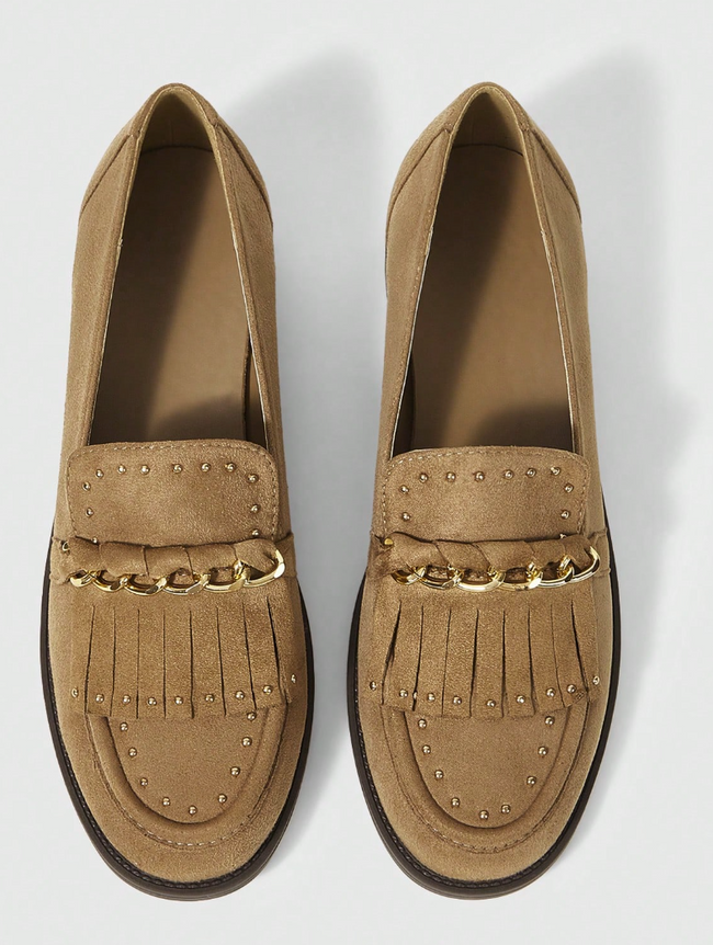 Faux Suede Round-Toe low heels Loafers(0901-2)