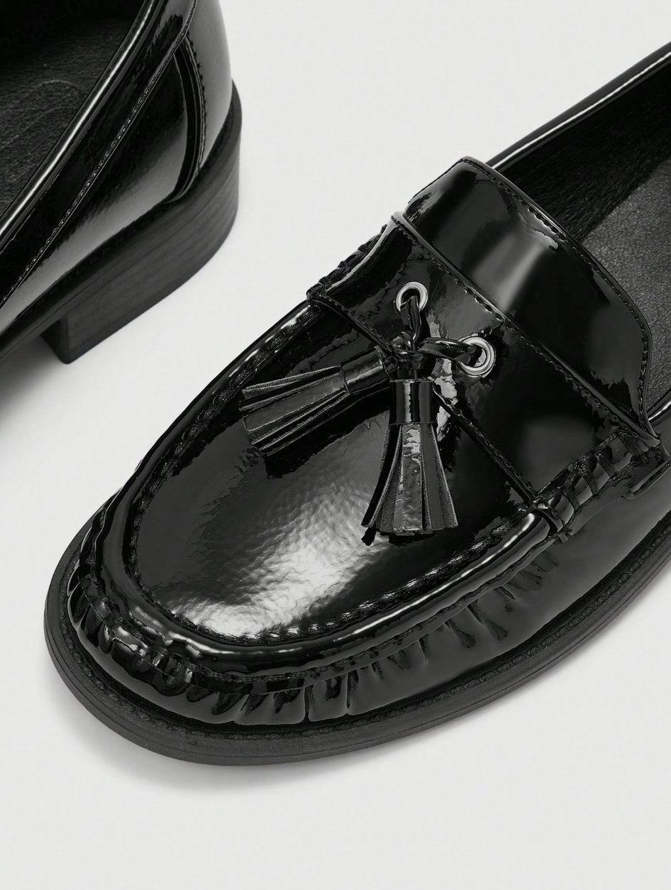 Classic Patent Leather Fringe Loafers（250926-1）