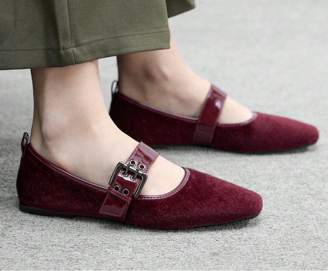 Faux Fur Ballet Flats（250904-1）